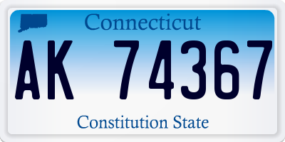 CT license plate AK74367