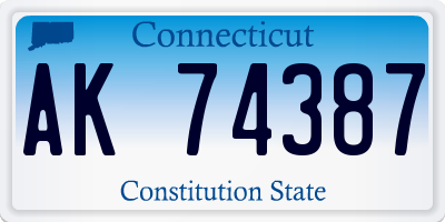 CT license plate AK74387