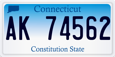 CT license plate AK74562