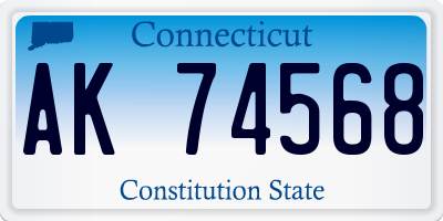 CT license plate AK74568