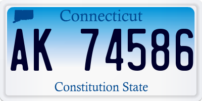 CT license plate AK74586