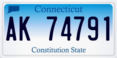 CT license plate AK74791
