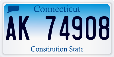 CT license plate AK74908