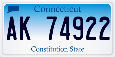 CT license plate AK74922