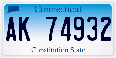 CT license plate AK74932