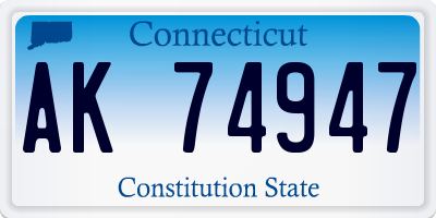 CT license plate AK74947