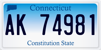 CT license plate AK74981