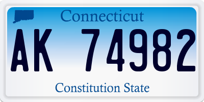 CT license plate AK74982