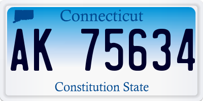 CT license plate AK75634