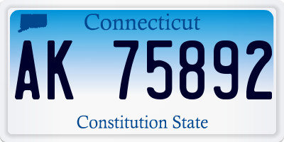CT license plate AK75892