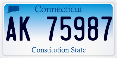 CT license plate AK75987