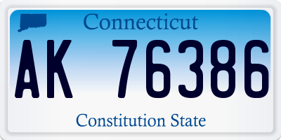 CT license plate AK76386