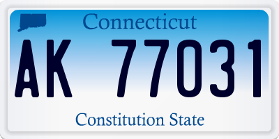 CT license plate AK77031