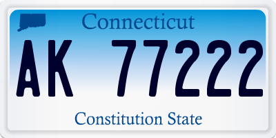 CT license plate AK77222