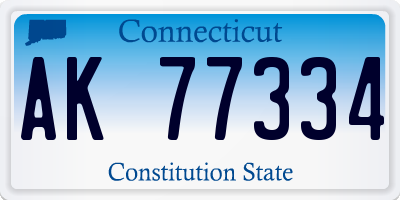 CT license plate AK77334