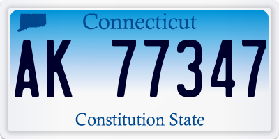 CT license plate AK77347