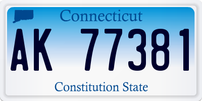 CT license plate AK77381