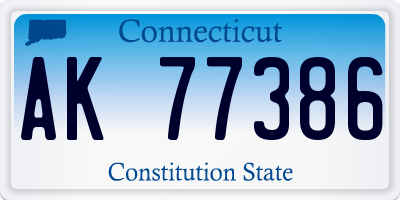 CT license plate AK77386