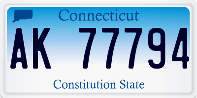 CT license plate AK77794