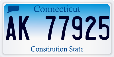 CT license plate AK77925