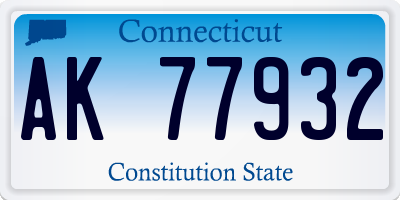 CT license plate AK77932