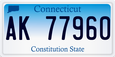 CT license plate AK77960
