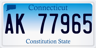 CT license plate AK77965