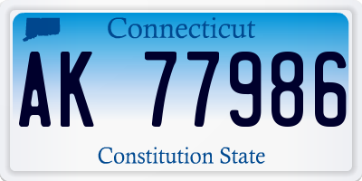 CT license plate AK77986
