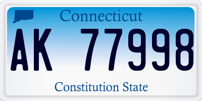 CT license plate AK77998