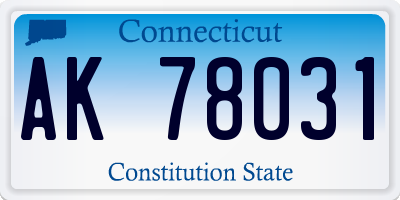CT license plate AK78031