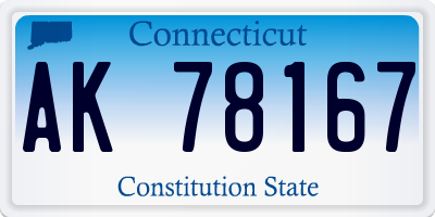 CT license plate AK78167