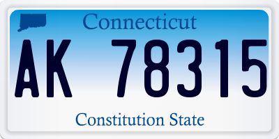CT license plate AK78315