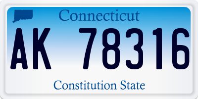 CT license plate AK78316