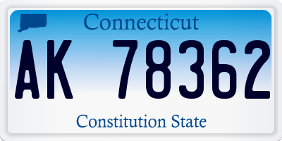 CT license plate AK78362