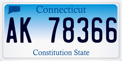 CT license plate AK78366