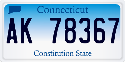 CT license plate AK78367