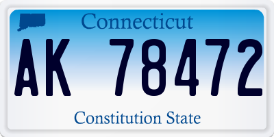 CT license plate AK78472