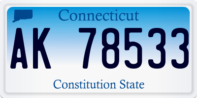 CT license plate AK78533