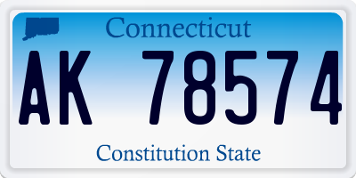 CT license plate AK78574