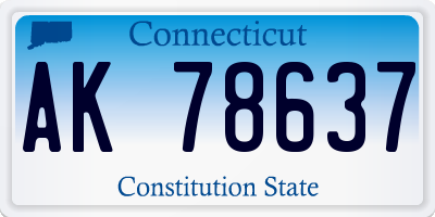 CT license plate AK78637