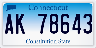 CT license plate AK78643