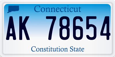 CT license plate AK78654