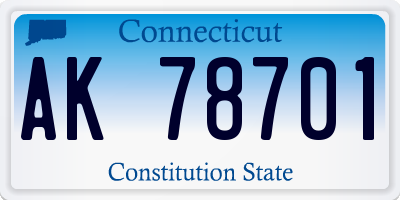 CT license plate AK78701
