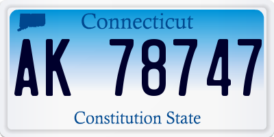 CT license plate AK78747