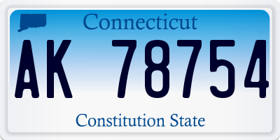 CT license plate AK78754