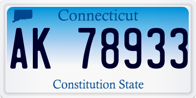 CT license plate AK78933