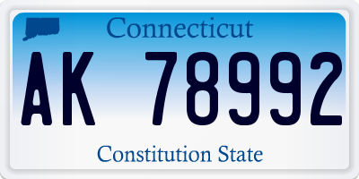 CT license plate AK78992