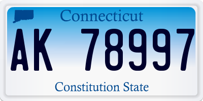 CT license plate AK78997