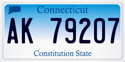 CT license plate AK79207