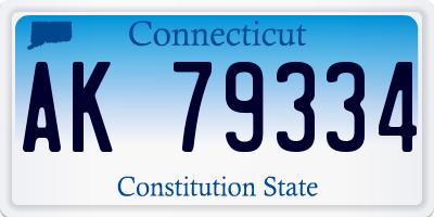 CT license plate AK79334